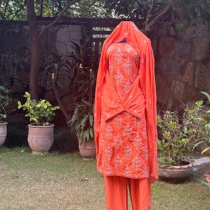 Coral With white thread work