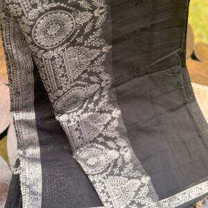 Black dupatta with silver print