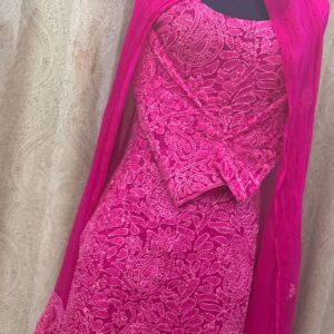 Barbie Pink Chiffon Chikankari