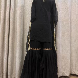 Charcoal Black Gharara Dress