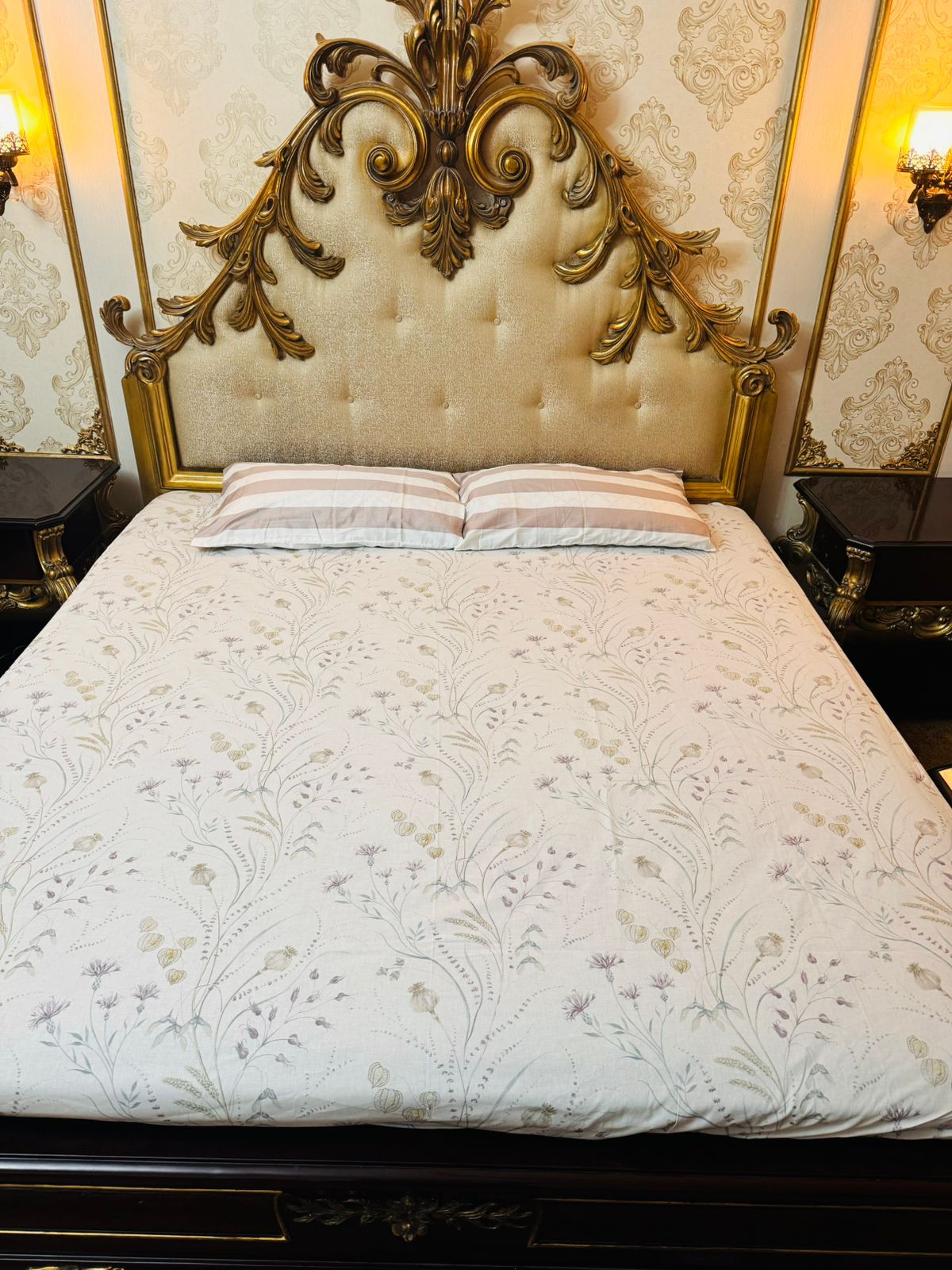 White with Grey Combo Cotton Bedsheet