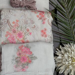 Slate Grey Bareeze Three Piece