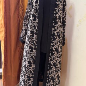 Black & White Floral Chiffon Gown